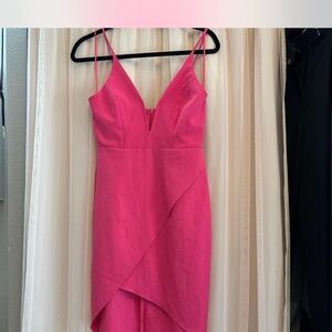 Topshop Vibrant Pink Asymmetrical Dress